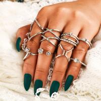 Zinc Set anillo de aleación, aleación de zinc, anillo de dedo, chapado, Joyería & para mujer & con diamantes de imitación, libre de níquel, plomo & cadmio, Vendido por Set