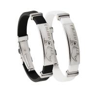 Silicone Stainless Steel Bracelets, with Silicone, plated, fashion jewelry & Unisex nickel, lead & cadmium free 