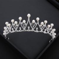 Bridal Tiaras, Zinc Alloy, with Glass Pearl, for woman & with rhinestone 