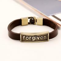 PU Leather Cord Bracelets, with Zinc Alloy, fashion jewelry & Unisex & with letter pattern 12mm 