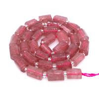Perles en Quartz teint, Strawberry Quartz, pilier, pour femme, rose, 8*11mm,390mm, Vendu par brin