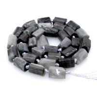 Hawk-eye Stone Beads, Column, fashion jewelry, grey, 8*11mmuff0c390mm 
