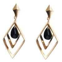 Brass Drop Earring, with Glass Gemstone, plated, fashion jewelry & for woman, 55mm 