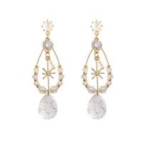 Brass Dangle Earring, with Crystal, plated, fashion jewelry & for woman 
