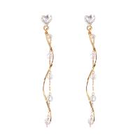 Cubic Zircon Brass Earring, plated, fashion jewelry & for woman & with cubic zirconia 