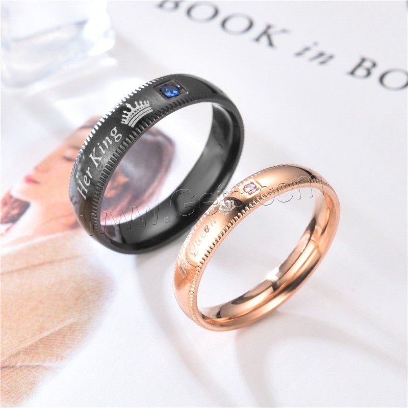 Stainless Steel Finger Ring, plated, fashion jewelry & different size for choice & for woman & with rhinestone, more colors for choice, Sold By PC