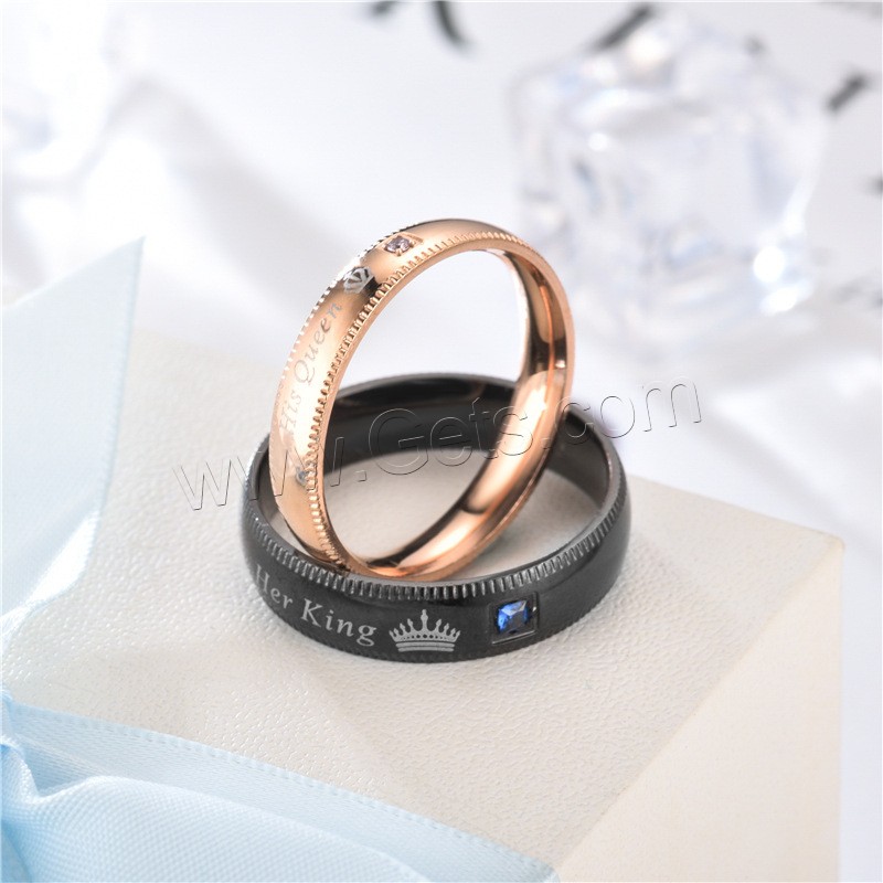Stainless Steel Finger Ring, plated, fashion jewelry & different size for choice & for woman & with rhinestone, more colors for choice, Sold By PC