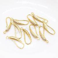 Brass Hook Earwire, gold color plated, DIY & micro pave cubic zirconia, metallic color plated, 22mm 