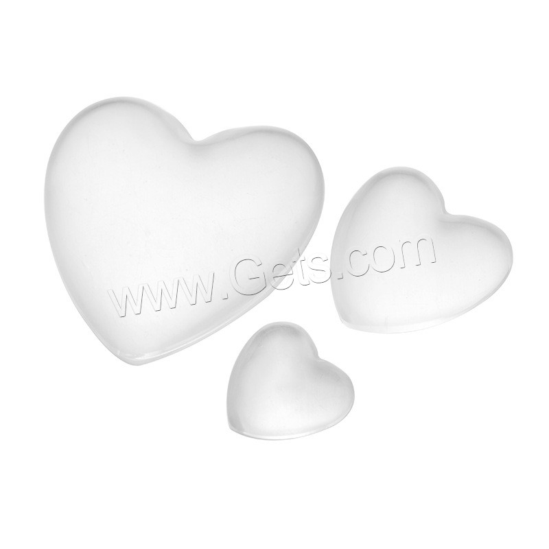 Cabujón de vidrio translúcido, Corazón, Bricolaje & transparente & diverso tamaño para la opción, Vendido por UD