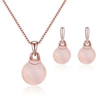 Fashion Zinc Alloy Jewelry Sets, earring & necklace, with Cats Eye, for woman, golden, 400mm 