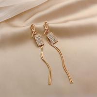 Rhinestone Brass Drop Earring, plated, fashion jewelry & for woman & with rhinestone 
