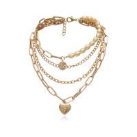 Mode-Multi-Layer-Halskette, Eisen, mit Kunststoff Perlen, plattiert, Modeschmuck & für Frau, keine, 23mm, verkauft von Strang