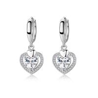 Cubic Zircon Brass Earring, Cupronickel, plated, fashion jewelry & with cubic zirconia 