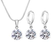 Cubic Zirconia Zinc Alloy Jewelry Sets, earring & necklace, plated, 2 pieces & fashion jewelry & for woman & with cubic zirconia nickel, lead & cadmium free, 1.5cm 