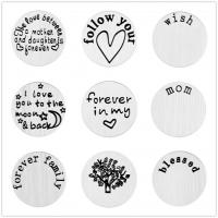 Stainless Steel Jewelry Cabochon, Flat Round & with letter pattern & enamel, original color 