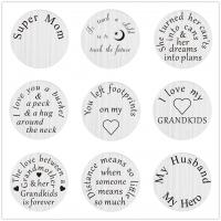 Stainless Steel Jewelry Cabochon, Flat Round & with letter pattern, original color 