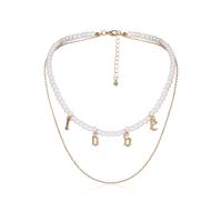Mode-Multi-Layer-Halskette, Eisen, mit Kunststoff Perlen, plattiert, Modeschmuck & für Frau, 14mm, verkauft von Strang