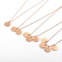 Stainless Steel Jewelry Necklace, Flat Round, plated, oval chain & with letter pattern & for woman 14mm Approx 17.7 Inch 