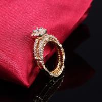 Cubic Zirconia Micro Pave Brass Finger Ring, gold color plated, 2 pieces & micro pave cubic zirconia & for woman 5mm 