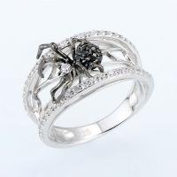 Cubic Zirconia Micro Pave Brass Finger Ring, Spider, silver color plated & micro pave cubic zirconia & for woman, 13mm 