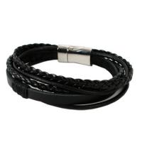 Wrap Bracelets, Faux Leather, with Zinc Alloy, plated, fashion jewelry & for man 210mm Approx 8.26 Inch 