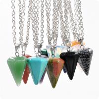 Gemstone Necklaces, Natural Stone, with Zinc Alloy, plated, fashion jewelry & Unisex 500mm Approx 19.68 Inch 