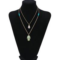 Mode-Multi-Layer-Halskette, Zinklegierung, mit Kunststoff Perlen, plattiert, Modeschmuck & für Frau & mit Strass, Goldfarbe, Länge:ca. 13.78 ZollInch, verkauft von Strang