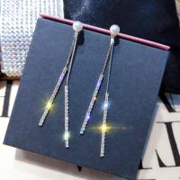 Zinc Alloy Drop Earring, with Plastic Pearl, plated, fashion jewelry & for woman & with rhinestone nickel, lead & cadmium free, 82mm 