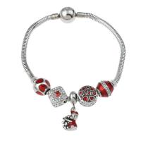 Stainless Steel Bangle, enamel & with rhinestone, red Approx 7.5 Inch 