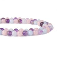 Natural Rose Quartz Beads, with Aquamarine & Amethyst, Round, polished, DIY Approx 15 Inch 