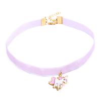 Fashion Choker Necklace, Zinc Alloy, with Silk, with 2inch extender chain, Unicorn, fashion jewelry & for woman Approx 12.2 Inch 