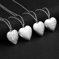 Fashion Locket Necklace, Zinc Alloy, Heart, silver color plated, fashion jewelry & Unisex & oval chain Approx 20 Inch 
