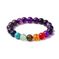 Gemstone Bracelets, Natural Stone, with Purple Agate, Unisex multi-colored, 200mm 
