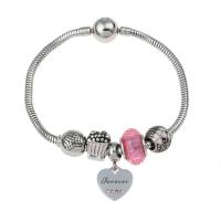Stainless Steel Bangle, enamel & with rhinestone, pink Approx 7.5. Inch 