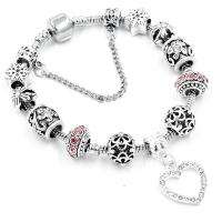 Zinc Alloy European Bracelets, plated, fashion jewelry & for woman & with rhinestone, 200mm 