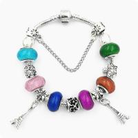 Zinc Alloy European Bracelets, with Glass Beads, plated, fashion jewelry & for woman 200mm 