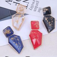 Resin Zinc Alloy Earring, with Resin, Geometrical Pattern, gold color plated, for woman nickel, lead & cadmium free 