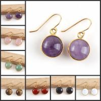 Quartz Drop Earring, Round, gold color plated, fashion jewelry & for woman 