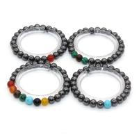Hématite bracelet, Rond, élastique & unisexe, plus de couleurs à choisir, 8mm Environ 7 pouce, Vendu par brin