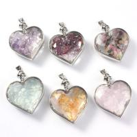 Gemstone Pendant, Heart, silver color plated, Unisex 