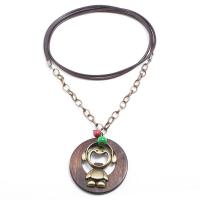 Fashion Sweater Chain Necklace, Wax Cord, with iron chain & Wood & Zinc Alloy, Anchor, plated, for couple 60mm Approx 32 Inch 