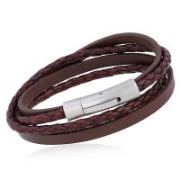 PU Leather Cord Bracelets, stainless steel bayonet clasp, plated, Double Layer & for man 5mm Approx 16.4 Inch 