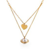 Stainless Steel Jewelry Necklace, Heart, plated, Double Layer & fashion jewelry & for woman  1.5mm Approx 15.7 Inch 