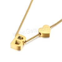 Stainless Steel Jewelry Necklace, Alphabet Letter, gold color plated, box chain & for woman 1.2mm Approx 19.6 Inch 