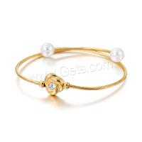 Stainless Steel Bangle, plated, adjustable & for woman & with rhinestone 8mm, Inner Approx 