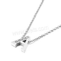 Stainless Steel Jewelry Necklace, Alphabet Letter, plated, rolo chain & for woman & with rhinestone 1.2mm Approx 16.1 Inch 