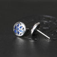 Sterling Silver Stud Earring, 925 Sterling Silver, Oriental Cherry, plated & for woman & with rhinestone, 9mm 
