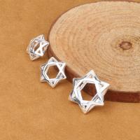 Sterling Silver Spacer Beads, 925 Sterling Silver, Hexagram, plated, DIY & hollow Approx 4-8mm 