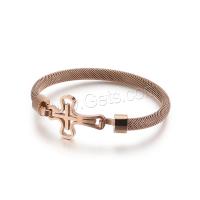 Stainless Steel Bangle, Cross, plated, mesh chain & for woman 6mm, Inner Approx 59mm 