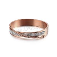 Stainless Steel Bangle, with Rhinestone Clay Pave, plated, for woman 12mm, Inner Approx 